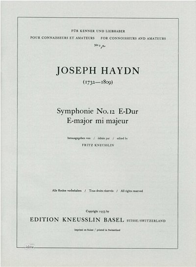 J. Haydn: Sinfonie Nr. 12 E-Dur Hob I:12, Kamo (Part.)