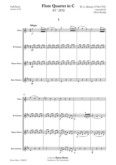 W.A. Mozart: Flute Quartet in C major (Pa+St)
