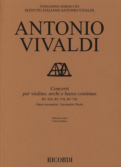 A. Vivaldi: Concerti RV 320, RV 378, RV 745, VlStrBC (Part.)