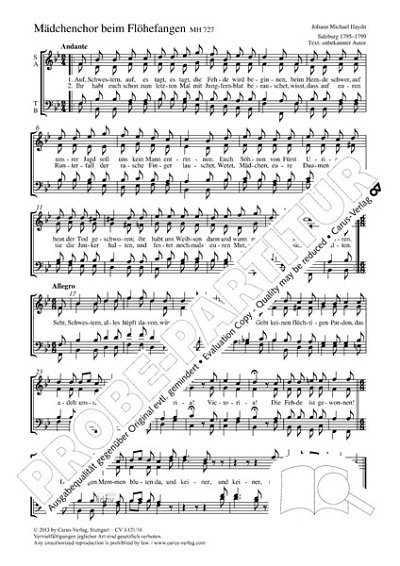 DL: M. Haydn: Mädchenchor beim Flöhefangen B-Dur M, GCh4 (Pa