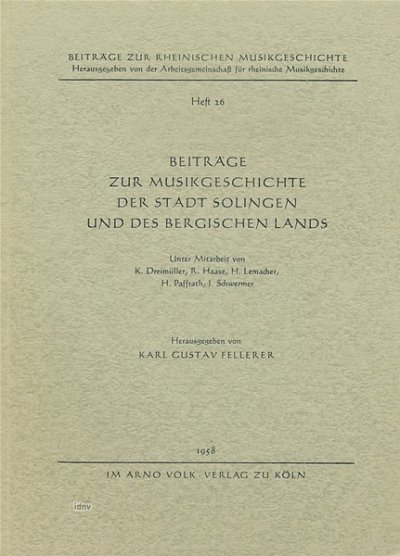 Beiträge zur Musikgeschichte der Stadt Solingen und des (Bu)