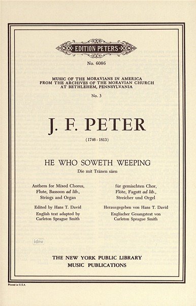 Peter John Frederick: He who soweth weeping (Die mit Tränen säen)
