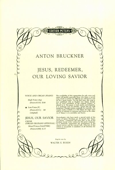 A. Bruckner: Jesus Redeemer Our Loving Saviour