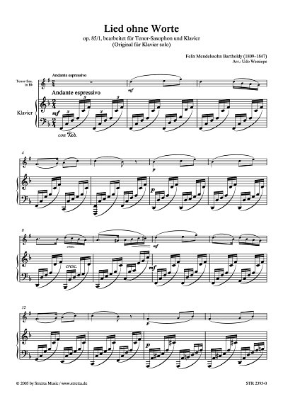 DL: F. Mendelssohn Bartholdy: Lied ohne Worte op. 85, Nr. 1 