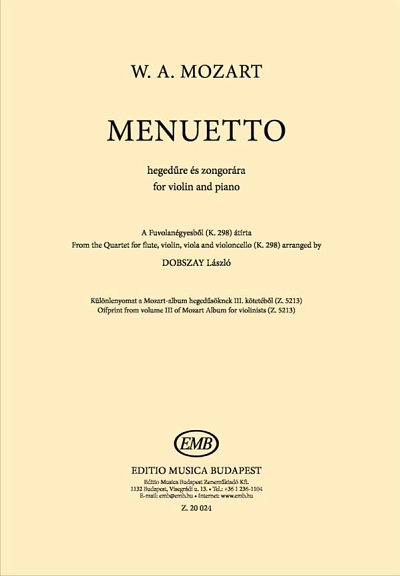 W.A. Mozart: Menuetto, VlKlav (Bu)