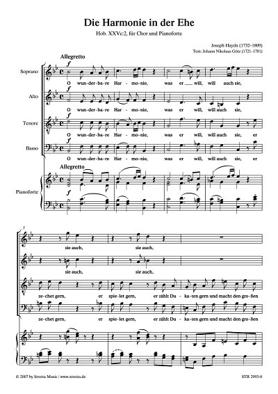 DL: J. Haydn: Die Harmonie in der Ehe Hob. XXVc:2 / fuer Cho