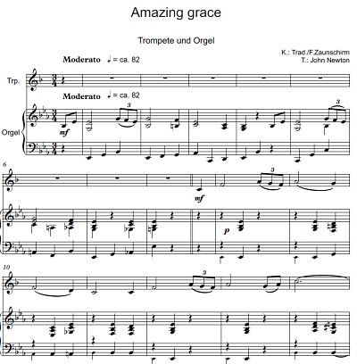 DL: (Traditional): Amazing Grace, TrpOrg (Par2St)