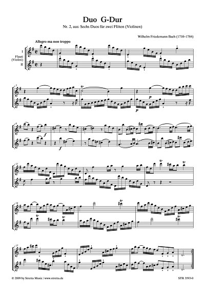 DL: W.F. Bach: Duo G-Dur Nr. 2, aus: Sechs Duos fuer zwei Fl