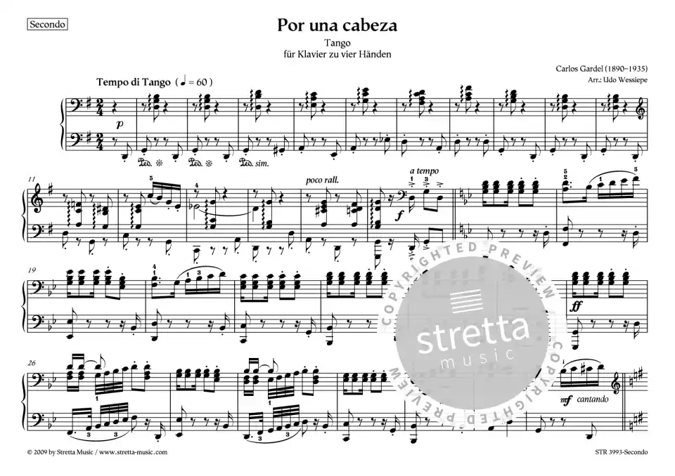 DL: C. Gardel: Por una cabeza Tango / fuer Klavier zu vier H (1)