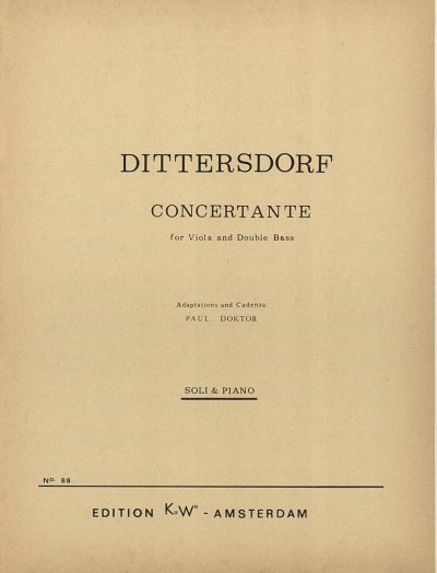 C. Ditters v. Ditter: Symphonie Conce, VaKb/VcKlv (KlaPa+St)