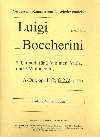 L. Boccherini: Streichquintett Nr. 8 (G272) A-Dur op. 11/2