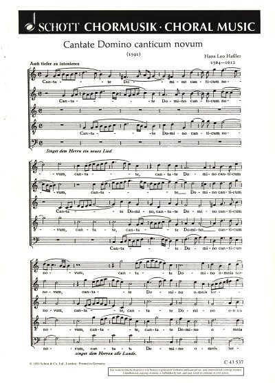 H.L. Haßler: Cantate Domino canticum novum , Gch5 (Chpa)