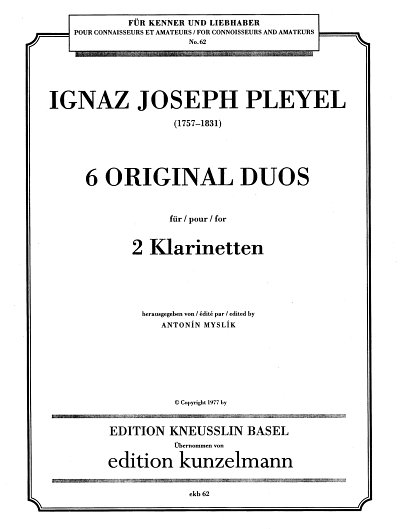 I.J. Pleyel: 6 Duos für 2 Klarinetten, 2Klar (Stsatz)
