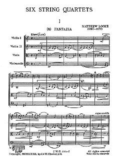 M. Locke: String Quartet No.1 (Miniature Score)