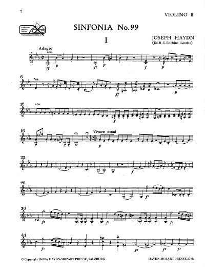 J. Haydn: Sinfonia Nr. 99 Es-Dur Hob. I:99, Sinfo (Vl2)