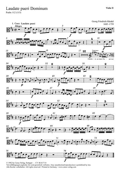 G.F. Händel: Laudate pueri HWV 237, GesSGchOrch (Vla2)