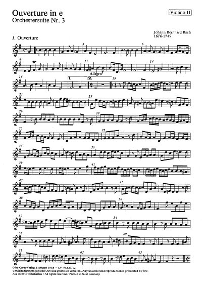 J.B. Bach: Ouvertüre in e, StrCemb (Vl2)