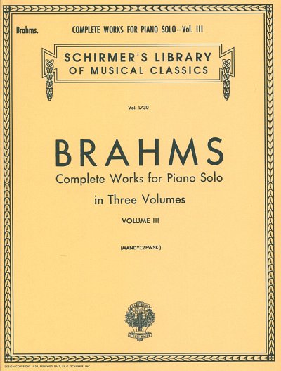 J. Brahms: Complete Works For Piano Solo Volume 3, Klav