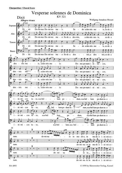 W.A. Mozart: Vesperae solennes de Dominica KV 3, GCh4 (Chpa)