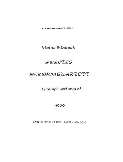 H. Winbeck: Streichquartett Nr. 2 "Tempi notturni"