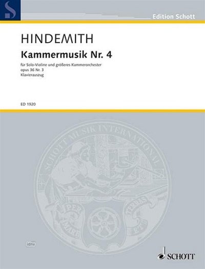 P. Hindemith: Kammermusik Nr. 4 op. 36/3, VlKam (KlavpaSt)