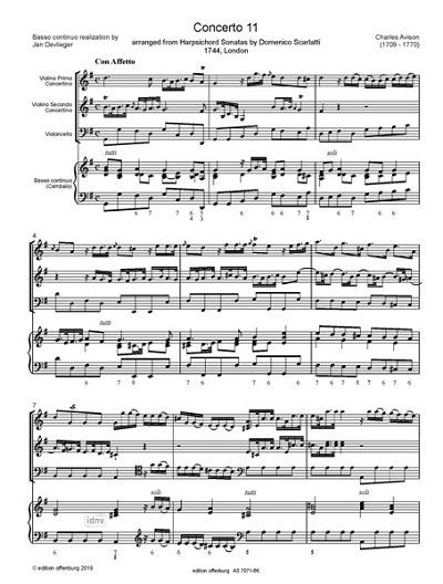 C. Avison: 12 Concertos in Seven Parts, arranged from Harpsichord Sonatas by Domenico Scarlatti