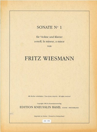 W. Fritz: Sonate Nr. 1, VlKlav (KlavpaSt)