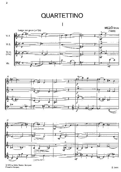 I. Mezö: Quartettino, 2VlVaVc (Pa+St)