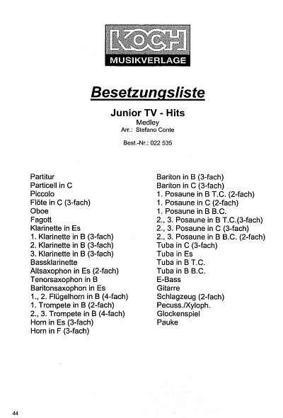 S. Conte: Junior TV-Hits, Blaso (Pa+St)
