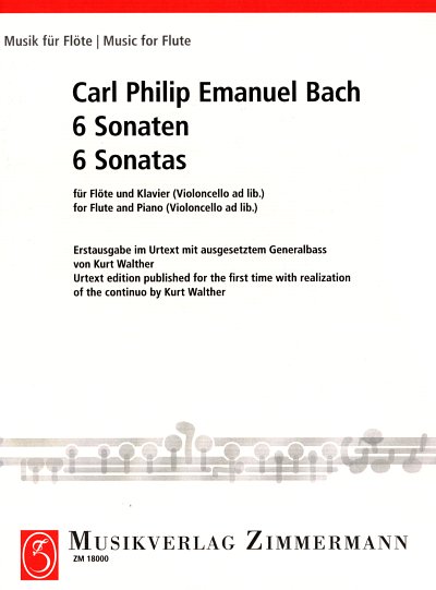 C.P.E. Bach: 6 Sonaten für Flöte und B.c. mit Violoncello, kplt. Wq 125-127, 129, 130, 134