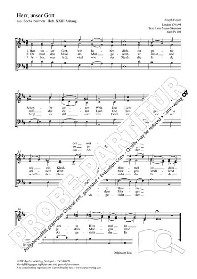 DL: J. Haydn: Herr, unser Gott D-Dur Hob. XXIII An, Gch3 (Pa