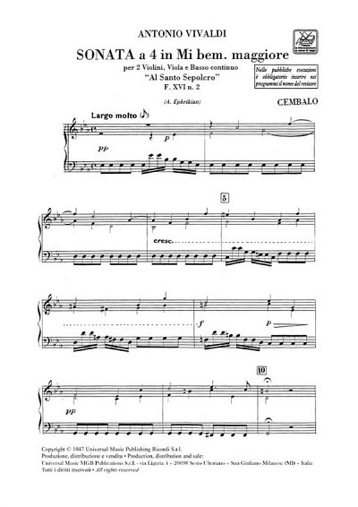 A. Vivaldi: Sonata a 4 in Mi Bem. 'Al Santo Sepolcr (Stsatz)