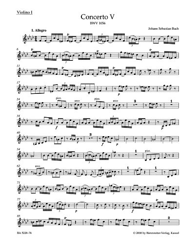 J.S. Bach: Concerto Nr. V f-Moll BWV 1056, CembStro (Vl1)