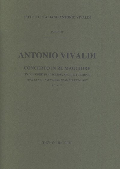 A. Vivaldi: Concerto D-Dur F 1/62 RV 582 T , VlStrBc (Part.)