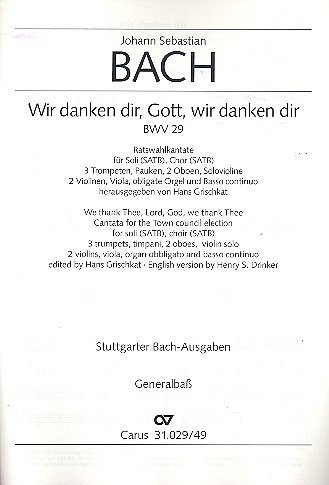 J.S. Bach: Wir danken dir, Gott, wir dank, 4GesGchOrch (Org)