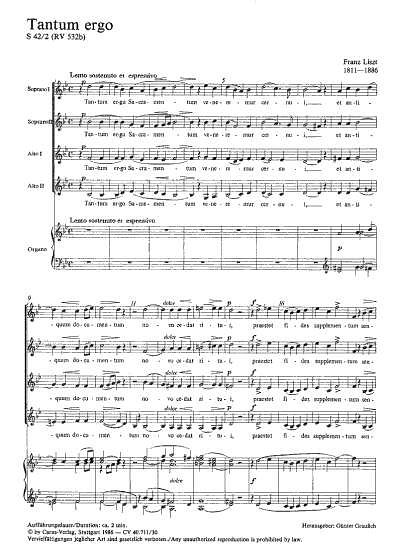 F. Liszt: Tantum ergo S 42 Nr. 2 / Partitur