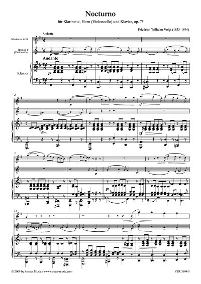 DL: F.W. Voigt: Nocturno fuer Klarinette, Horn (Violoncello)