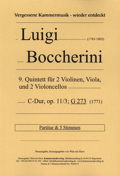 L. Boccherini: Streichquintett Nr. 9 (G273) C-Dur op. 11/3