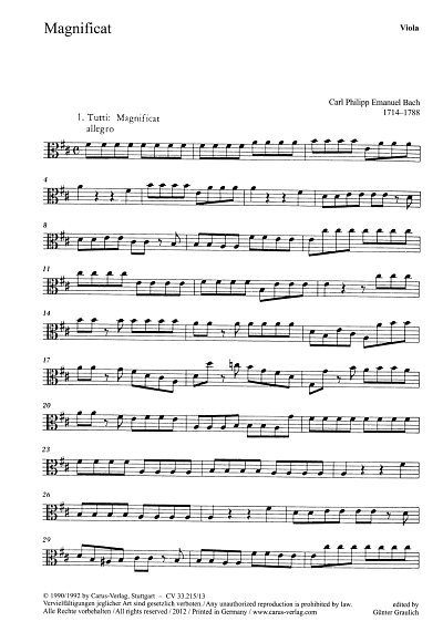 C.P.E. Bach: Magnificat Wq 215, 4GesGchOrcBc (Vla)