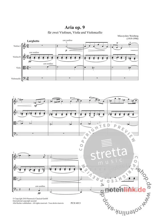 M. Weinberg: Aria op. 9 / Capriccio op. 11, 2VlVaVc (Pa+St) (1)
