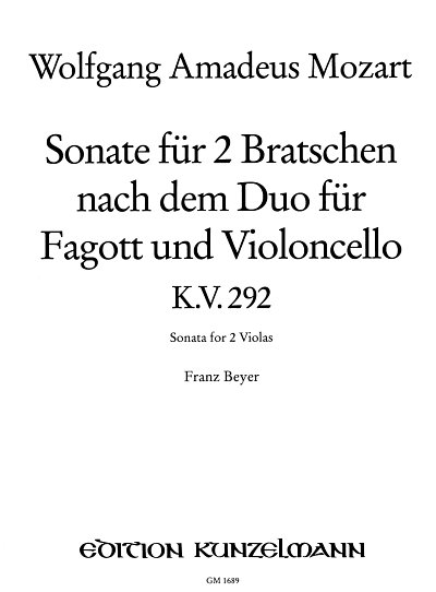 W.A. Mozart: Sonate für 2 Bratschen KV 292, 2Vla (Pa+St)