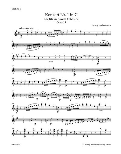 L. v. Beethoven: Konzert Nr. 1 C-Dur op. 15, KlavOrch (Vl1)