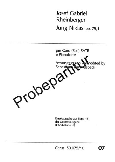 J. Rheinberger: Jung Niklas (2 Gesaenge Op 75 Nr 1)