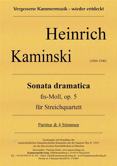 H. Kaminski: Sonata dramatica fis-Moll op. , 2VlVaVc (Pa+St)