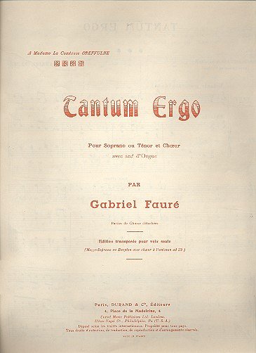 G. Fauré: Tantum Ergo Mezzo Piano Op.55, GesKlav