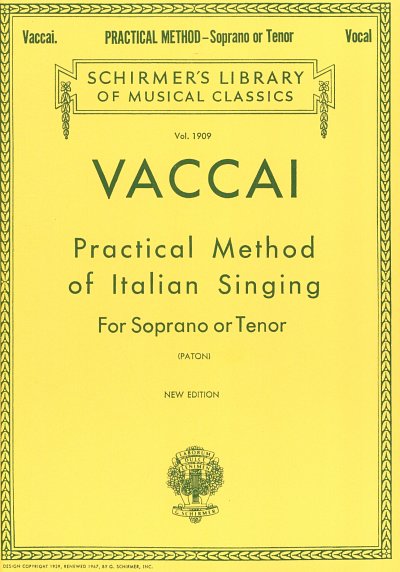 N. Vaccaj: Practical Method of Italian Singing, GesHKlav