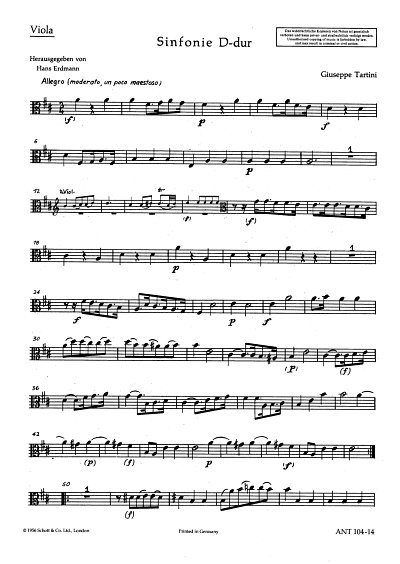 G. Tartini: Sinfonia D-Dur , Stro (Vla)
