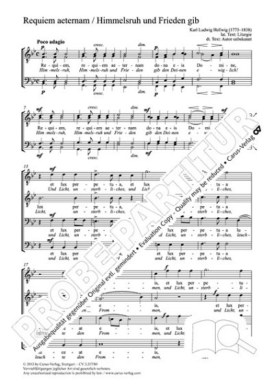 Hellwig, Karl Ludwig: Requiem aeternam / Himmelsruh und Frieden gib (Himmelsruh und Frieden gib) B-Dur
