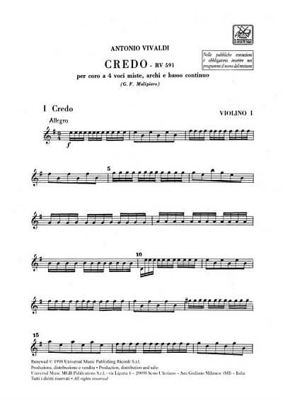 A. Vivaldi: Credo Rv 591 (Stsatz)