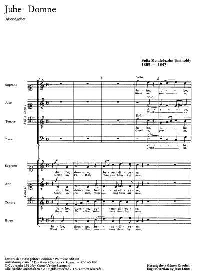 F. Mendelssohn Bartholdy: Jube Dom'ne C-Dur B 10 (1822)